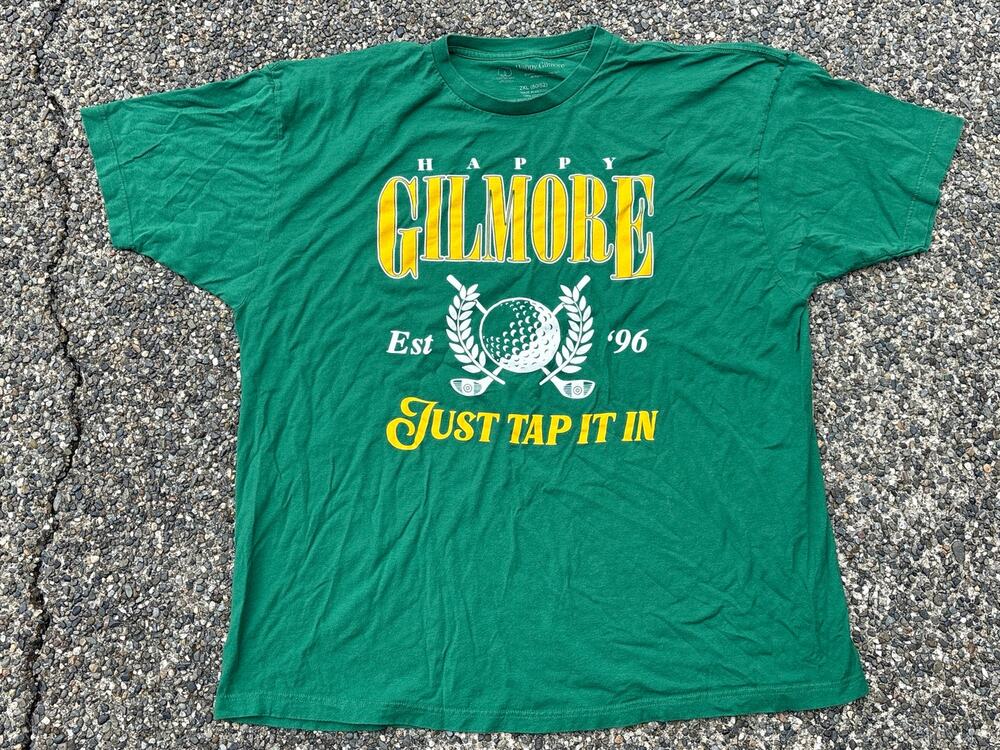 Happy Gilmore Universal Studio Just Tap it in Green XXL 2XL shirt est 96